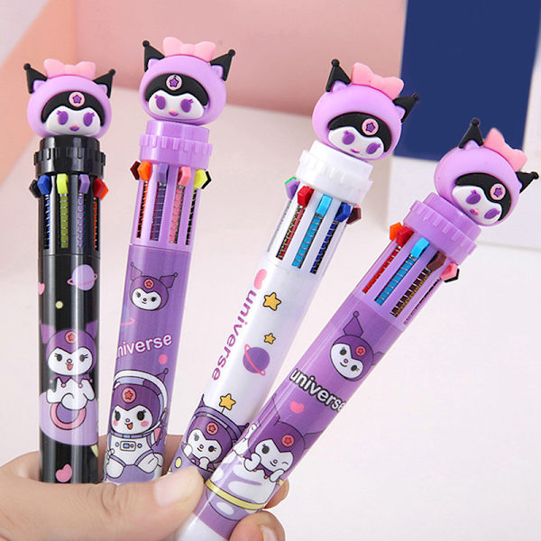 Tegneserie Kuromi 10 farge kulepenn Kawaii 0,7 mm multipenn A1