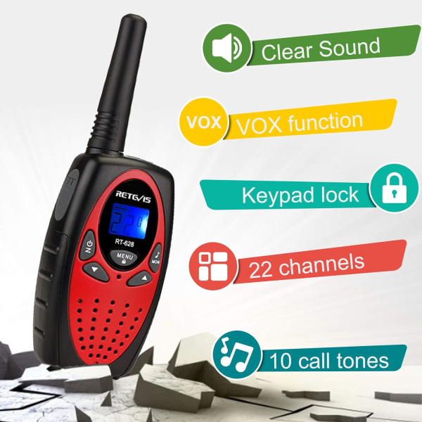 Walkie Talkies för Barn, Leksaker Presenter för 3-14 Åriga Pojkar och Flickor, Lång Räckvidd 2-Vägsradio 22CH VOX, Födelsedagspresent