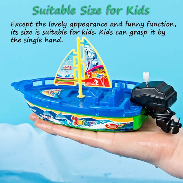 Wind-up Speed ​​Boat Water Toy, Funny Speedboat Badekar Legetøj Hurtig Boat Water Toy