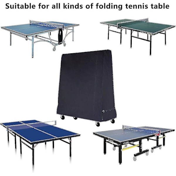 Pingispöydän suojapeite vedenpitävä ping pong -pöydän suojus 165 x 70 x 185 cm musta