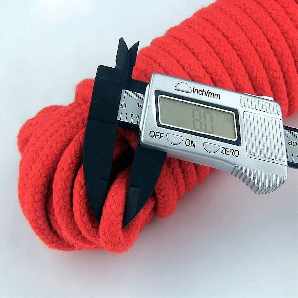 Mjuk bomullsrep 10m lång 8mm tjock mångsidig hållbar lång rep. Bind rep Spets rep (2 pack, svart + röd) - Perfekt