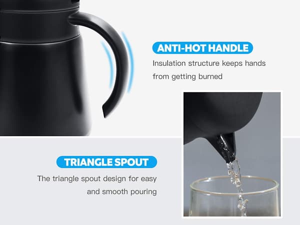 Isoleret kaffekande i rustfrit stål 680 ml dobbeltvægget vakuumisoleret termokande til at holde varme og kolde drikke multifunktionel til kaffe