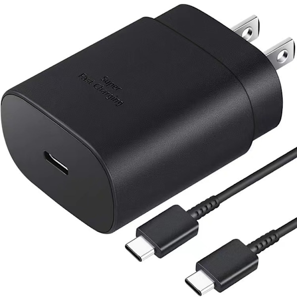 Snabbladdare för Samsung, 25W Android Telefonladdare Typ C Block & Super Snabbladdare Black