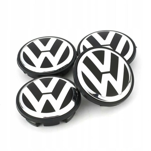 4-pakkaus - Volkswagen VW:n napahatut / pyörännavan embleemit - Auton hopea 65 mm