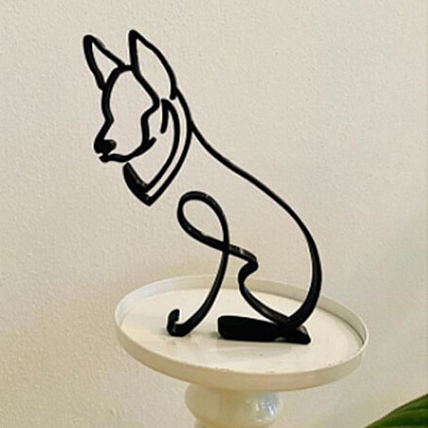 Moderne Abstrakt Minimalistisk Metal Hund Skulptur Dekoration Statue Dyr Kunst Ornamenter Hound