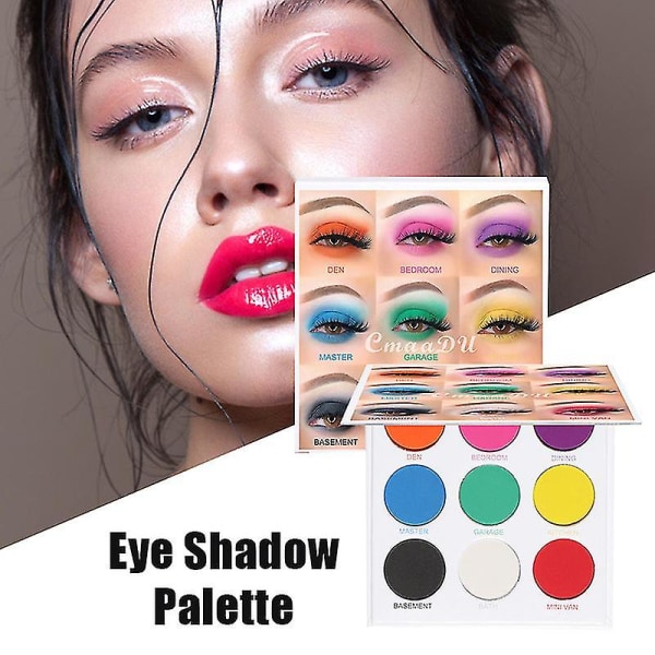 9 Färger Matte Eye Shadow Palette Natural Look Metal Glitter Eye Shadow Långvarig