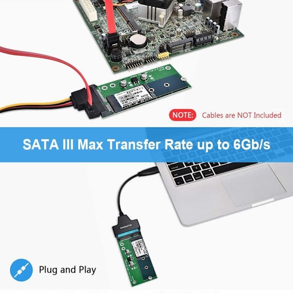 M.2 SATA-adapter 22-pin (7 + 15) SATA III NGFF M.2 SATA-basert nøkkel B/ B + M for SSD