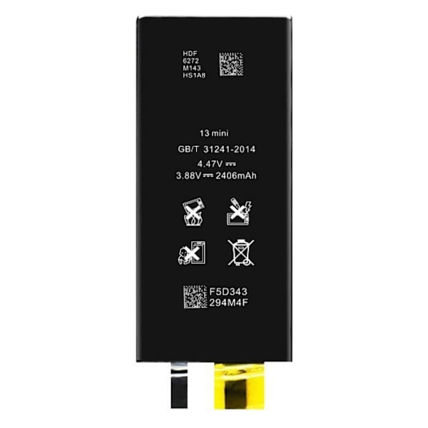 Batteri utan BMS för iPhone 13 Mini Kapacitet 2406mAh Black