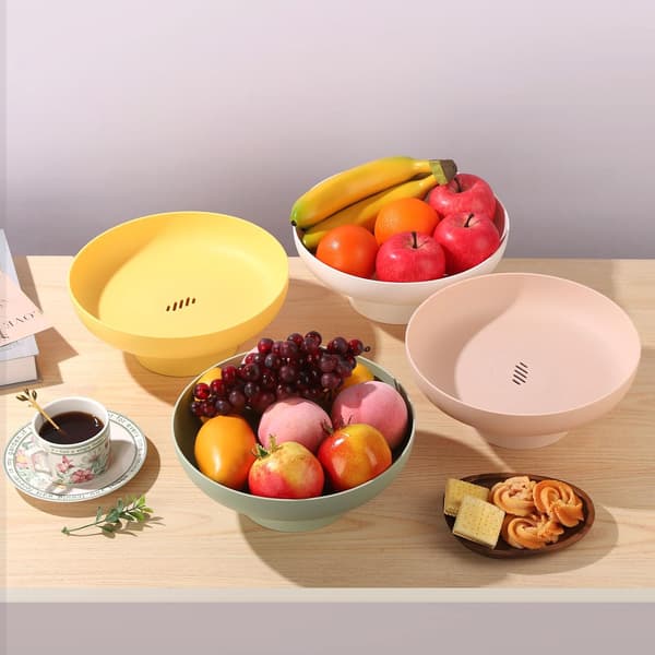 Fruktskålsställ i plast för köksbänk, rosa fruktdisplayhållare, modern matbordsdekoration, heminredning