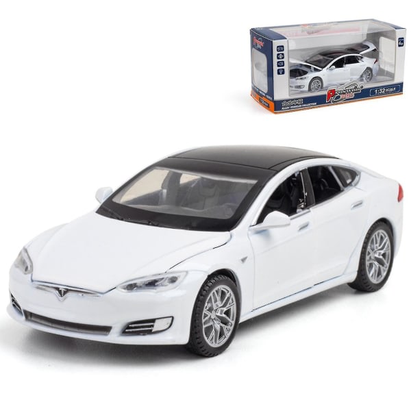 Szsh Tesla Model S bilmodell med lys og dør som kan åpnes Musikksimuleringskjøretøy (hy)#hd