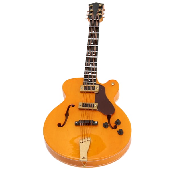 Træ Miniature Gul Hult Elektrisk Guitar Model med Stativ Mini Musik Instrument Model 7,1 Tommer 0.1