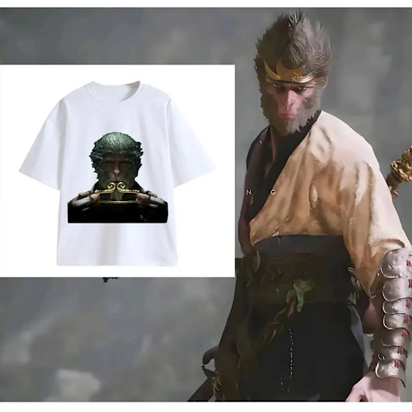Sort Myth Wukong spil perifer løs hurtig-tørrende kortærmet T-shirt Monkey King sommer modetøj til mænd og kvinder M