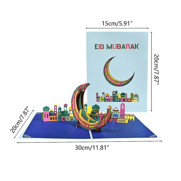 3D pop-up Eid Mubarak kort Slot Måne lykønskningskort Feriefest Postkort