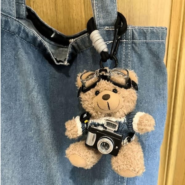 1 st Cartoon Brown Bear Doll Plush Keychain Bag Pendant DIY Accessories A2