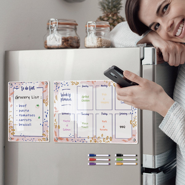Transparent akryl sletbar mini ugeplanlægger - pink, A3+A4 størrelse, simpel
