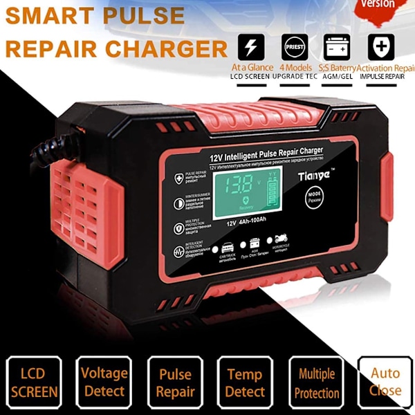 Bilbatteri Oplader Starter Batteri Booster Opbevaring Batteri Oplader 12v/24v Batteri Oplader 12V/24V Smart Batteri Oplader Automatisk Opladning Puls