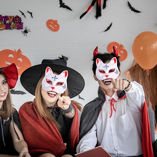 10 stk. DIY Hvide Papirmasker Kattemasker Håndmalede Kattemasker Papirmasker til Maling til Karneval Cosplay Halloweenfest Børn Voksne 10st