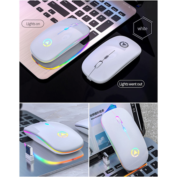 Bluetooth-mus, trådløs oppladbar mus for MacBook Pro/MacBook Air, trådløs Bluetooth-mus for bærbar PC/PC/Mac/iPad Pro/datamaskin