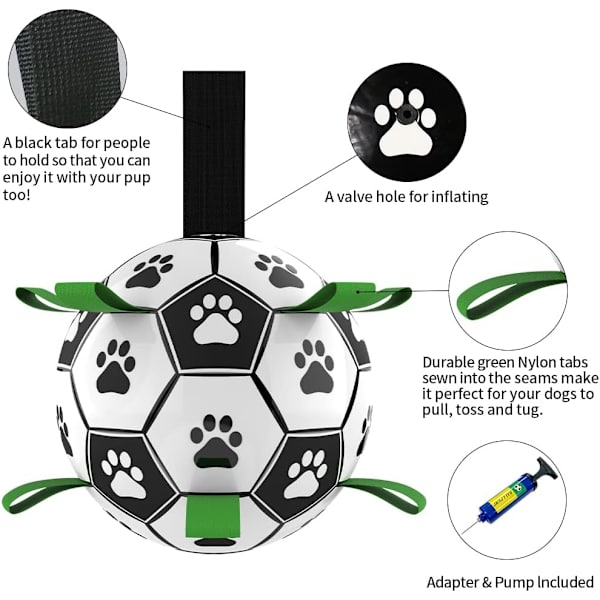 Hunde leker, interaktive fotball leker for hunder med grepestropper, holdbare hundeballer for små og mellomstore hunder