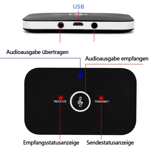 Bluetooth-adapter för ljud, AUX Bluetooth-adapter 5.0 Bluetooth