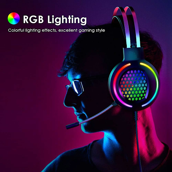 Gaming Headset Virtuellt 7.1-kanals Stereo Surround-hörlurar med ljudkortschip