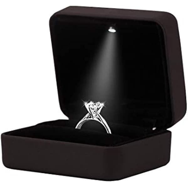 Engagement Ring LED Light Ring Box Jewelry Case Black Square Black square