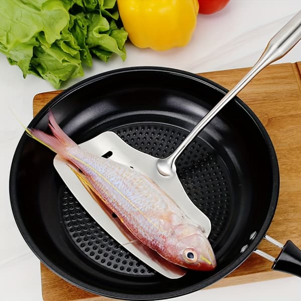 Spatelset i rostfritt stål, 2 st bred mun pannkaks- och stekspatel, non-stick