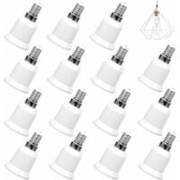 Lampbasomvandlare, E14 till E27 Sockeladapter Sockelomvandlare Adapter Lamphållare Adapter, 15 st