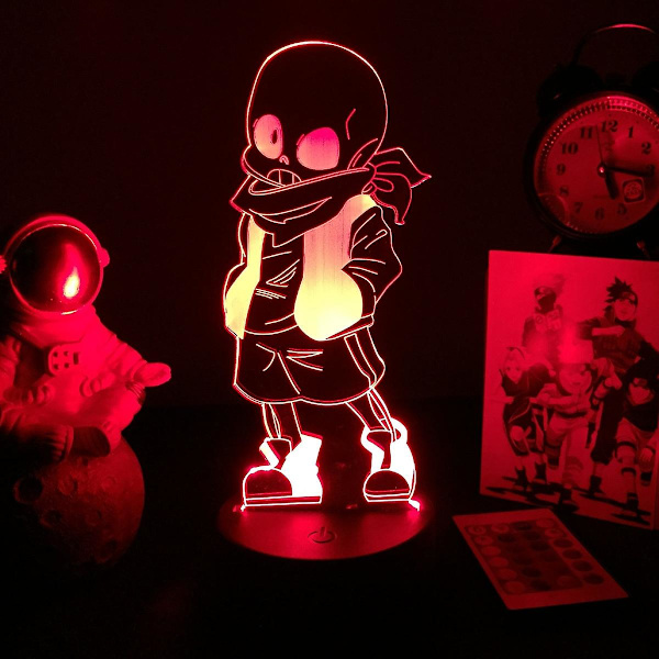 Hot Game Undertale Led Bordlampe Figur Sans Og Frisk 3d Nattlys Til Soveromdekorasjon Julegave Anime LampeYD-3683
