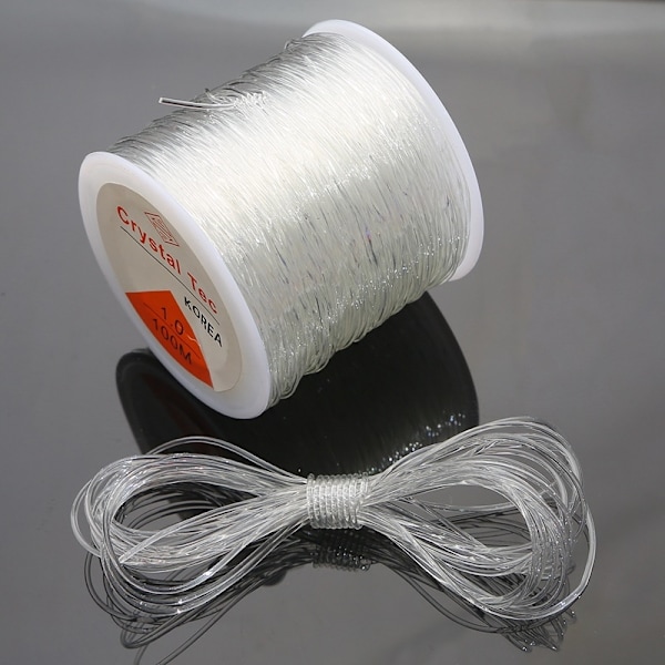pc Elastisk tråd til armbånd 60m*0,8mm Elastisk armbåndsline Elastisk stræktråd Transparent Sort Transparent med saks og perlenål