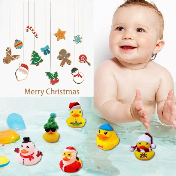 Rubber Duck Adventskalender 2023 Julekalender med 24 stk Ducks Toy Adventskalendere til børn A
