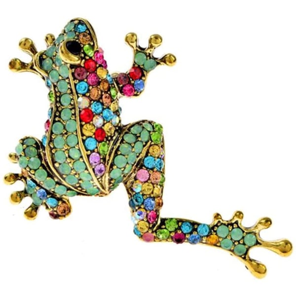 Rhinestone Frog Brosje Levende Dyre Pin Hele briller Design Legering Materiale Grønn Farge til morsdag gave