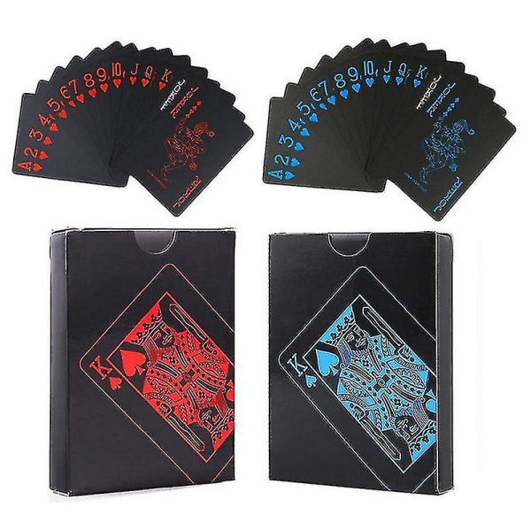 Vedenpitävä puhdas musta muovinen pokerilautapelikortti Pvc Magic -pelikortti Solitairered Xinmu