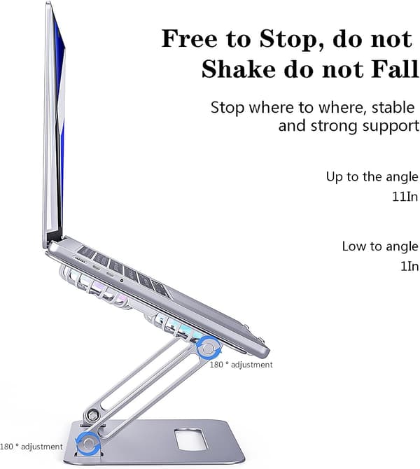 Kompatibel med justerbar bærbar computerstander, køleplade til bærbar computer med blæser, USB-hub, kompatibel med 10 til 15 tommer bærbare computere, ergonomisk