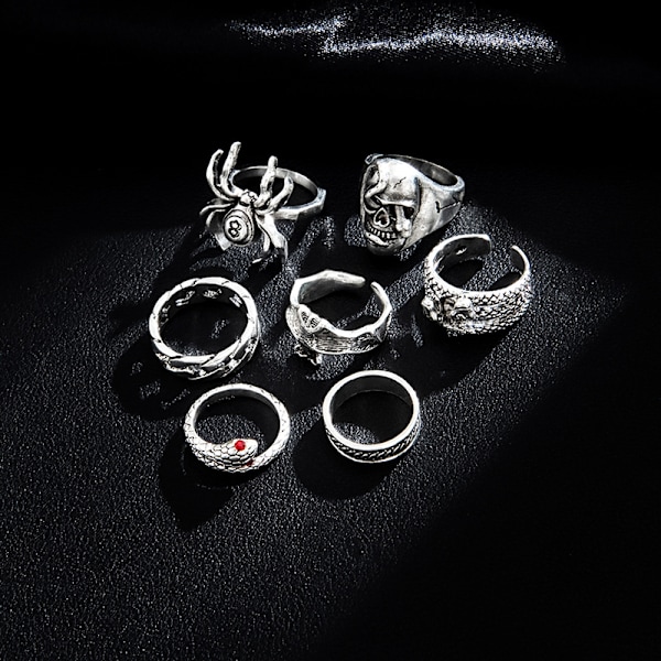 7 st/ set Punk Snake Ringar för Kvinnor Gothic Spider Män Smycken