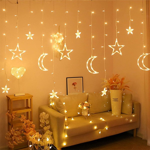 Eid Ramadan dekorativa Fairy Light Moon och Star Islam MubarakLEDs