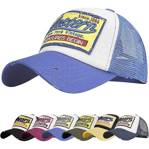 Baseball-lippis Mesh-lippikset Unisex Kirjailtu Kirjainlappu Casual-lippikset Hip Hop Aurinkolippikset Blue