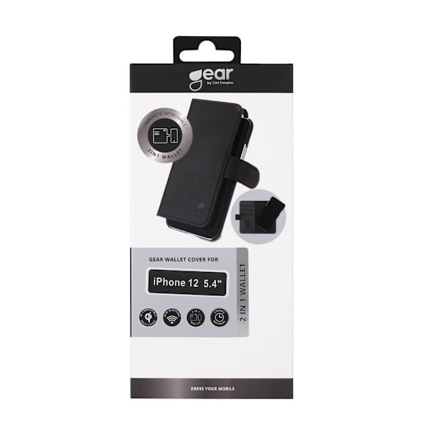 GEAR Mobiilikuori Musta iPhone 12 Mini 2-in-1 Magneettinen Kotelo Black Svart
