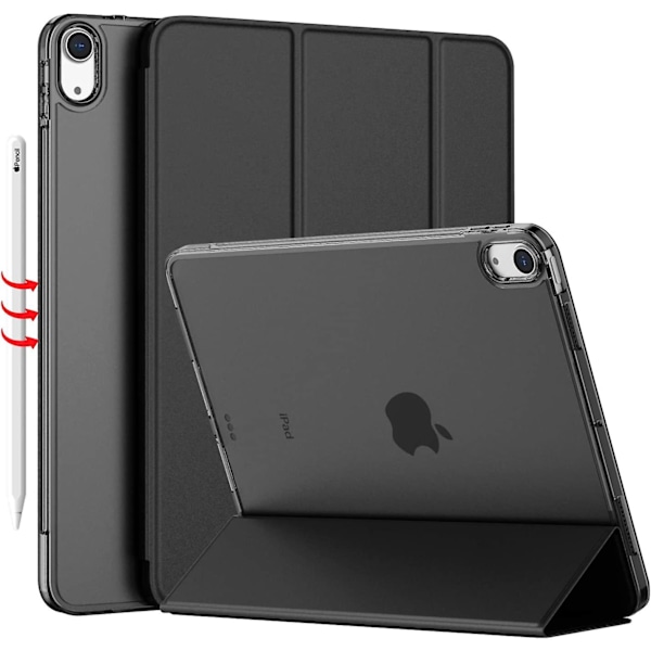 iPad Air 4 Fodral 2020 - iPad Air 4:e Generationens Fodral 10,9 tum Lättviktigt Slimmat Skydd Med Transparent Frostat Hårt Skal [Stöder Touch ID](Svart)_xx