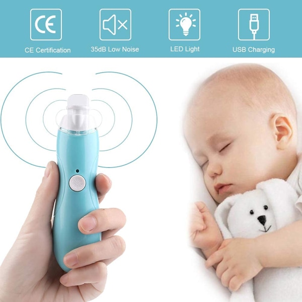 Elektrisk baby-neglefil, baby-negletrimmer, baby-negleklipper med LED-frontlys og 9 ekstra slipehoder, neglepleie for babyer