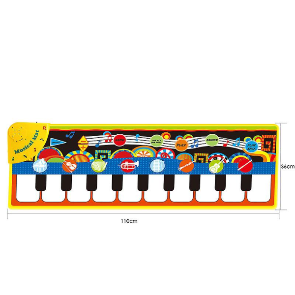 Skridsikre børns klavermåtte, musikdansemåtte Multifunktion elektronisk musik til babylegetøjsinstrument (110 * 36 cm)