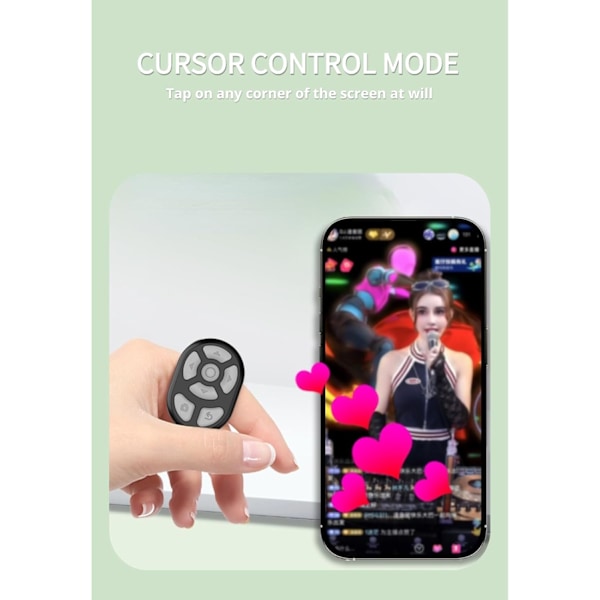 Bluetooth Fjernkontroll Sideoppslåing, Rullende Ringklikker for Nytt Kamera Videoinnspilling Lukker Selfie-knapp, Fingerfjernkontroll (Svart) black