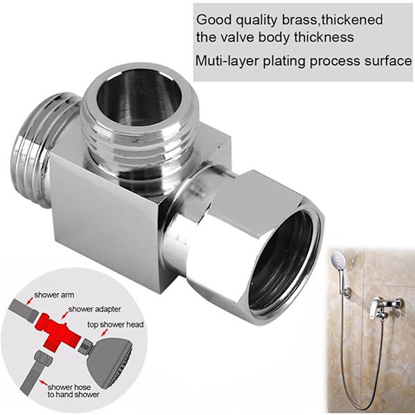 Väg Dusch Diverter Ventil G1/2in Vatten Separator Dusch Adapter Tillbehör Duschhuvud för Badrum