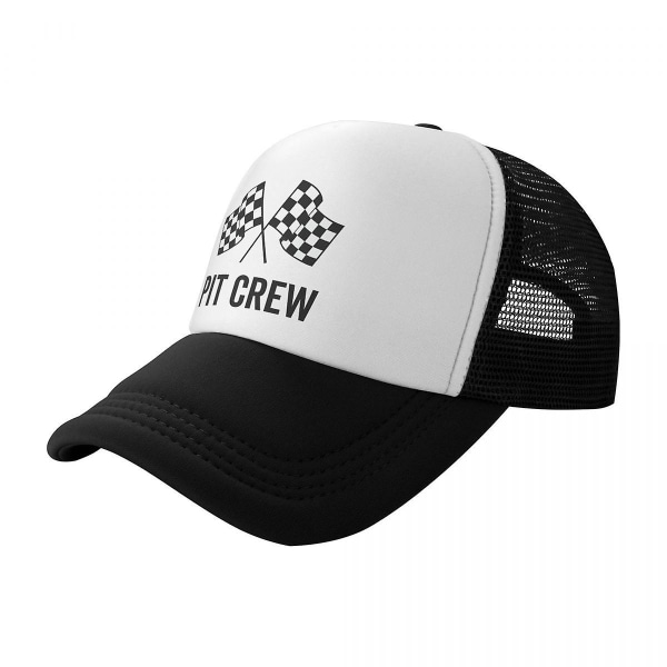 Mode Race Car Pit Crew Rutig cap För män Kvinnor Justerbar Racing Sport Trucker Hat Sport Whi White Trucker hat