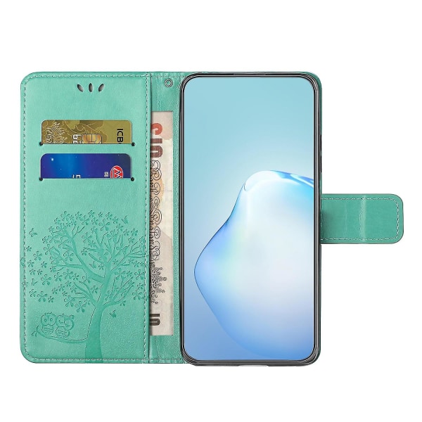 For Honor X6a 4g Owl Tree Tryckt PU-Läder Stativfodral Fullt Skyddande Omslag Cyan