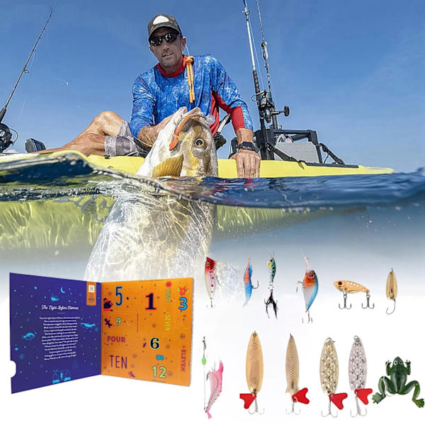 Julkalender för fiske 2024 - Julnedräkning med fiskebete - Julkalender med överraskningar för 12 dagar