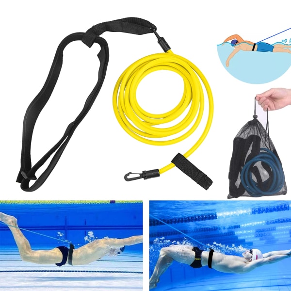 Justerbart poolsimningsbälte simmotståndsbälte poolmotströmsbälte för poolhängande simträning bungee simmotstånd