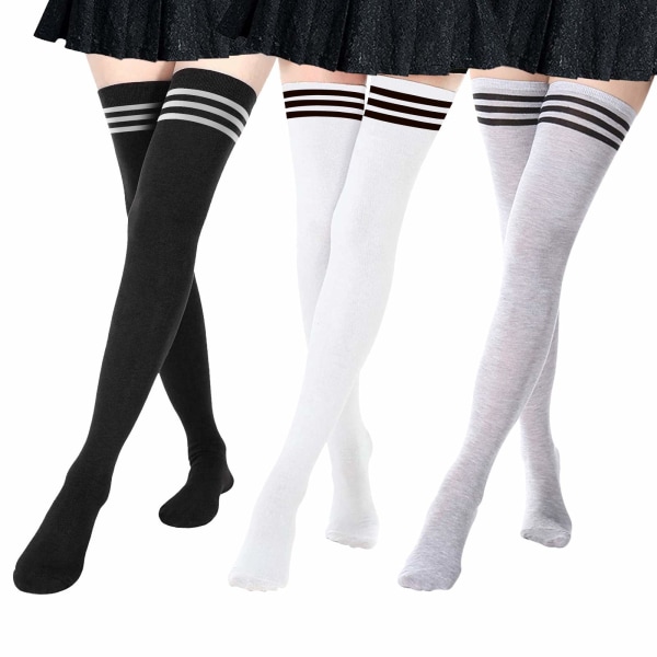 Kvinder ekstra lange lår høje sokker tynde striber tube tights over knæ sokker Casual høje støvlestrømper
