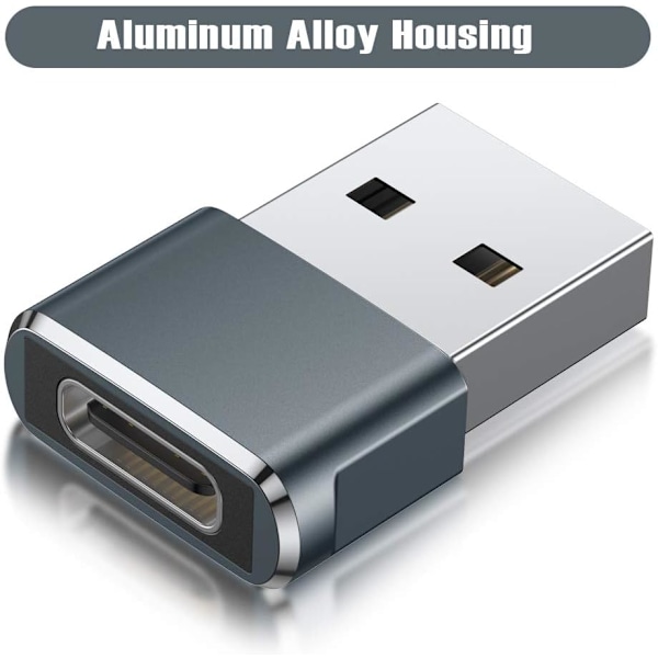 USB till USB-C Adapter 2-pack, USB-C Han OTG Laddare Typ C Konverterare för Apple Watch Ultra 7 8 9, iPhone 15 14 13 Plus Pro Max, AirPods 3, iPad Air, Bil