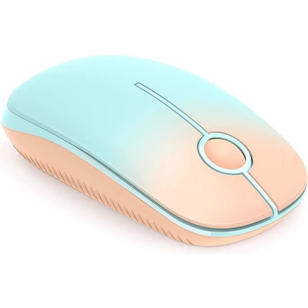 Trådløs mus, 2,4G Silent Mouse med USB-mottaker, 18 måneders batterilevetid, 1600 høy DPI presisjon, Gradient Orange til Mint Green